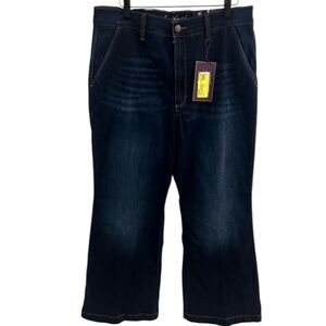 NWT Gloria Vanderbilt Dark Blue Denim Flare Trouser Jeans 14Short